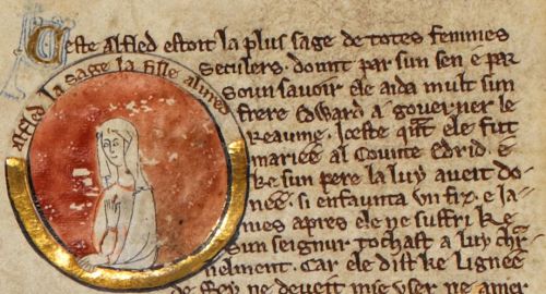 veterum-regum:An excerpt from a 13th Century genealogical chronicle, showing detail of Æthelflæd, La