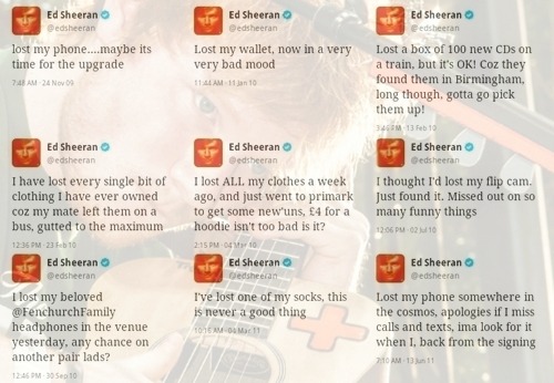 Ed Sheeran, losing things since 2009 