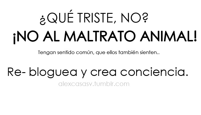 brocacochi-por-la-chucha:alexcasasv:¡NO AL MALTRATO ANIMAL!  Vamos, no al maltrato