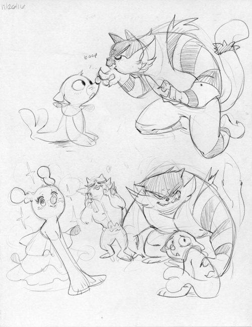 sylladexter:Large cat adopts Popplio as her new son