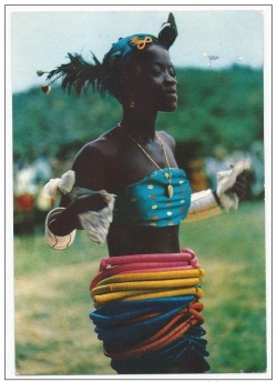 drapetomaniakkk:  a—fri—ca:  Young dancing girl from Ibo Land - Eastern Nigeria, 1964 (delcampe.net)  