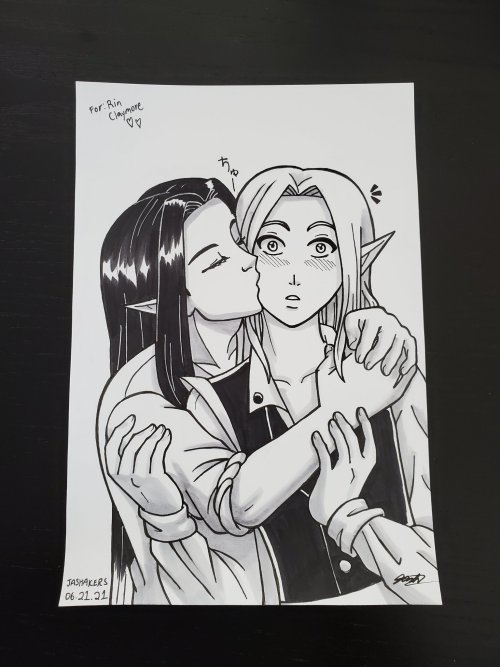 This is the custom ink drawing for the winner of my Instagram giveaway!~They are Fae and Alysion! Cu