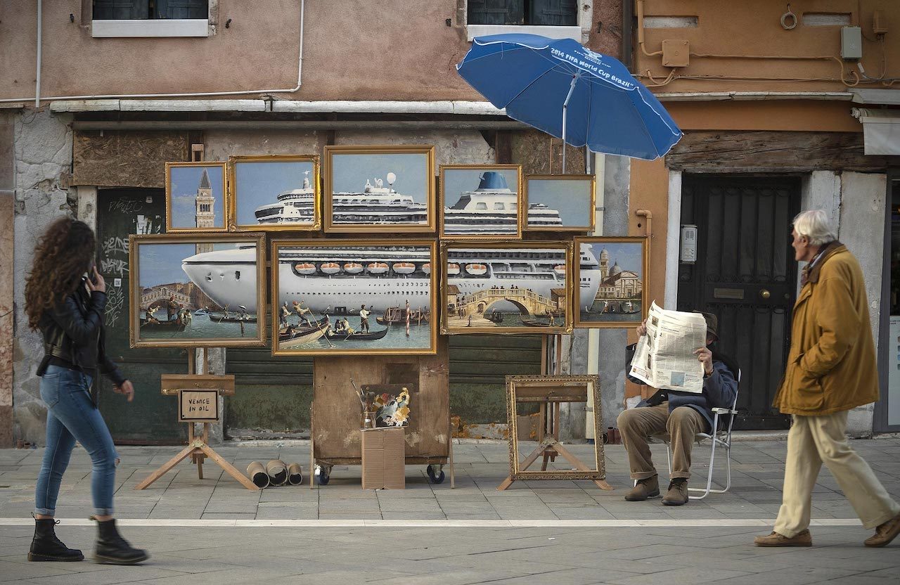 laughingsquid:Banksy Sets Up a Street Stall at the Venice Biennale With Art Critical
