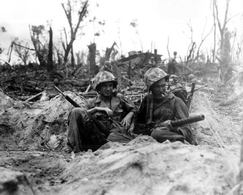 captain-price-official:Two American Marines, Douglas Lightheart and Gerald Thursby, resting during B