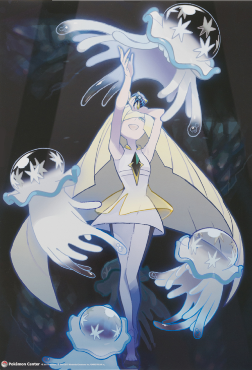 rnissile:New Official artwork of Lusamine & Nihilego from the new Pokémon Center merchandise lin