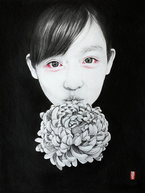Antonella Montes aka Lantomo (Italian, based Beijing, China) - 1: Red I, 2014, Pencil, Pastels and B