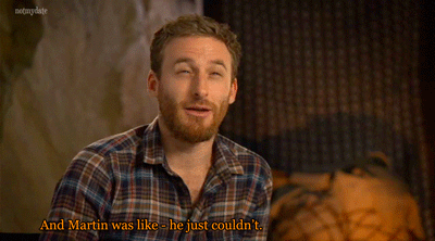 notmydate:  Graham McTavish and Dean O’Gorman describe filming the Stone Giants sequence with Martin Freeman. I can’t fucking see anything! What’s going on? 