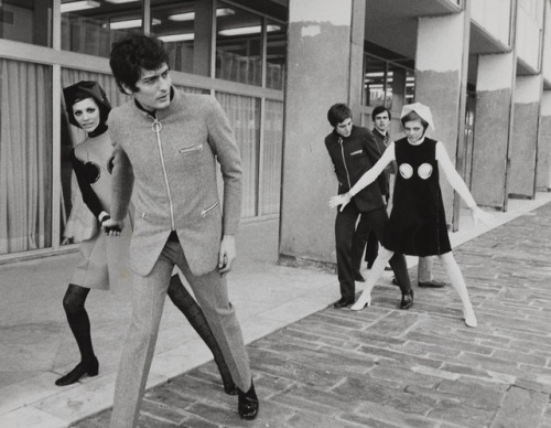 Designer Pierre Cardin turned toward gender-neutral collections in the 1960s. He created unisex foun