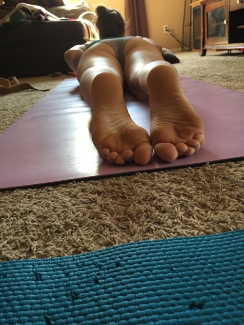 opentolife37:  opentolife37:  opentolife37:  opentolife37:  opentolife37:  Coffee & Sunrise Yoga with Mrs.S TGIF!!  More Yoga???  Yoga tomorrow morning who’s ready to stretch these long legs with some hot naked yoga with Miss Andrea?  Iam💕👣❤👣💕💋💦