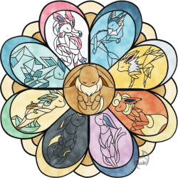 eivuiee:  Eeveelutions in Stained Glass -