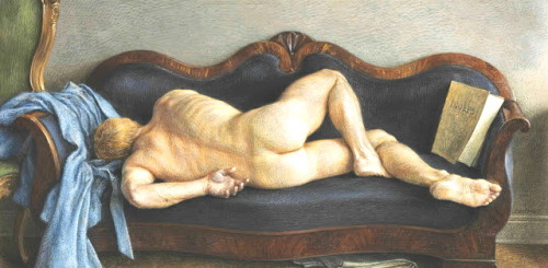 vintagemusclemen:This is Cadmus’ Sleeping Nude, tempera on paperboard from 1967.