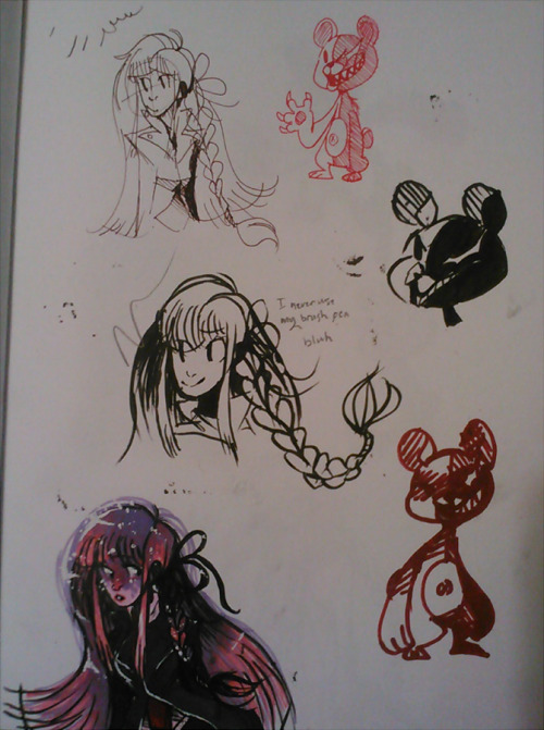 kiiriigiri:  Before I get to drawing anything new, here’s some stuff I did… last night I think! I used my brush pen a few times, I need more practice with it though :3c Sorry about the quality! In order to scan these properly, I would have to rip