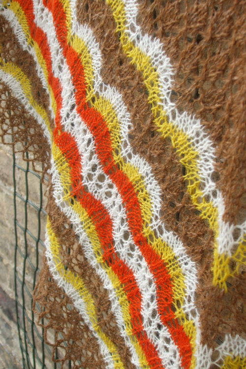 Icelandic present yarn knitting: shawl and hat.