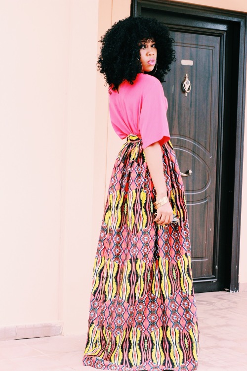 blackfashion:Grace Alex, 21, NigeriaBOHEMIAN IN PRINT DETAILS: TOP/ BELLA MODA, SKIRT: MADE BY/GAFA 