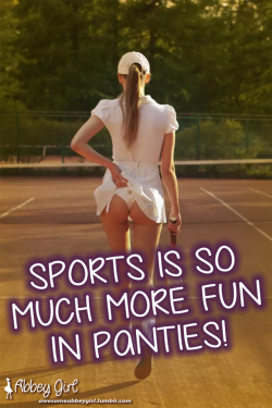 awesomeabbeygirl:  It’s so much more fun to play sports in panties!   —————————————————-See more original posts at AwesomeAbbeyGirl.Tumblr.com    