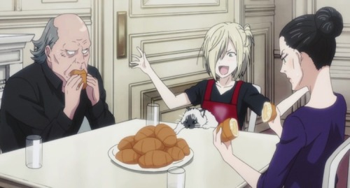 yurka-plisetsky:Yurio feed them with grandpa’s katsudon pirozhki and look how happy he is and this c