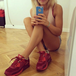 Sexy chav in red Nike Air 90′s  more UK amateurs at http://www.amateurgirlsuk.com/  