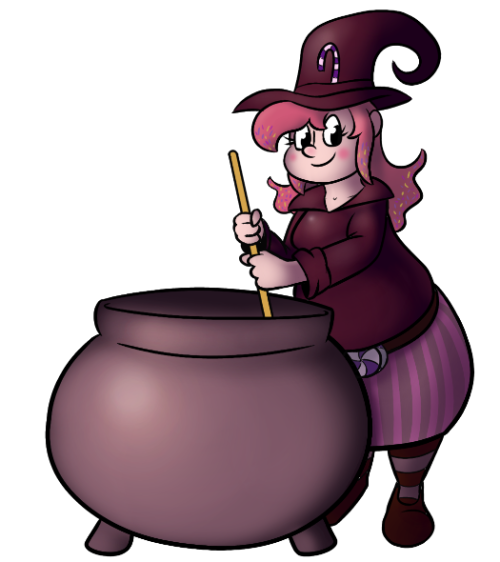 Day 1 of the Monster Girl Challenge: a witch!This witch likes to make candy and desserts rather than