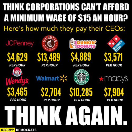 saywhat-politics:  Think corporations can’t afford a minimum wage of ฟ an hour? Here’s PROOF that they can DEFINITELY afford it.  Read more here: http://usat.ly/1JqBEaJ 