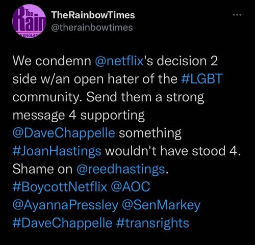 Our take on @netflix ‘s decision to support anti-trans sentiment and hatred. These are the actions t