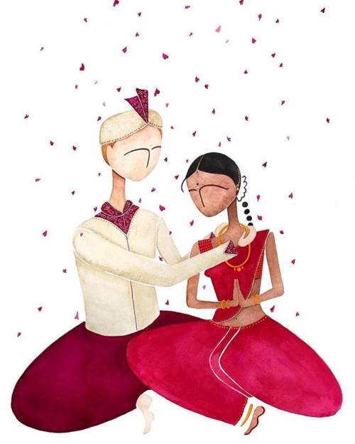 How good is this custom wedding illustration by @umasstreet ? _ @karthigaj  #mattyloveskarthi #custo