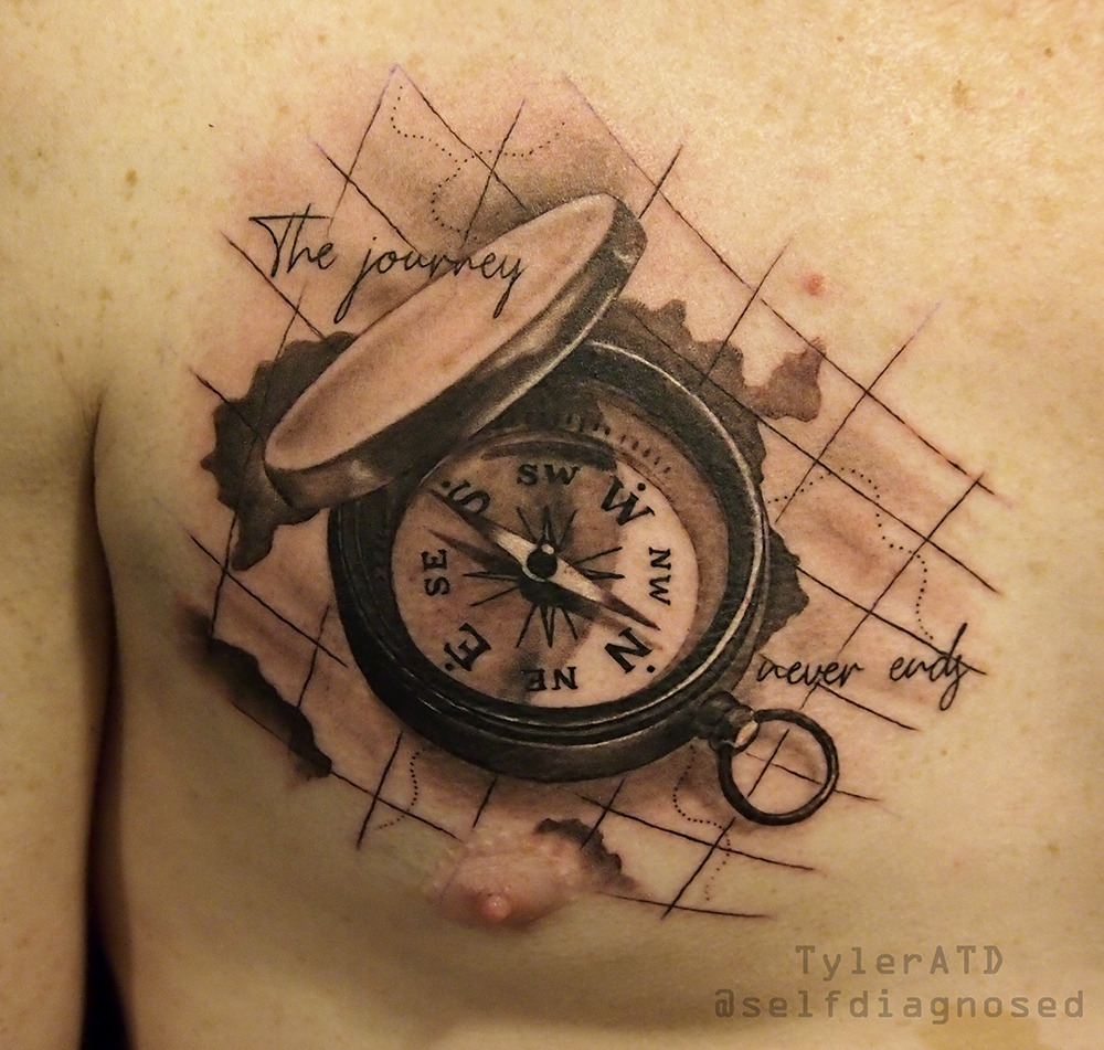 Compass And Rose Tattoo Design On Chest  Tattoo Designs Tattoo Pictures