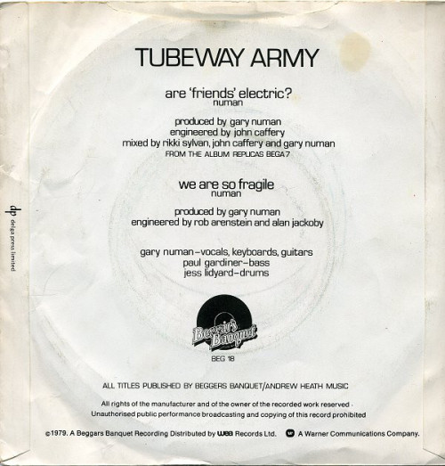 postpunkindustrial:Tubeway Army ‎– Are ‘Friends’ Electric? 7″