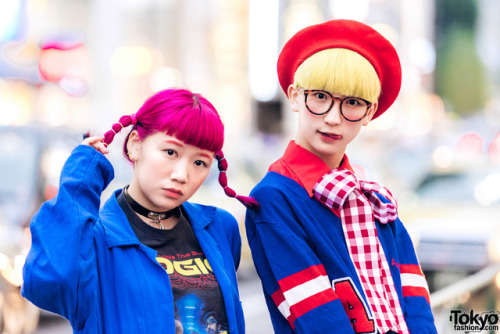 Karin (19) and P-Chan (18) - both dancers in the popular Japanese group Tempura Kidz - on the street