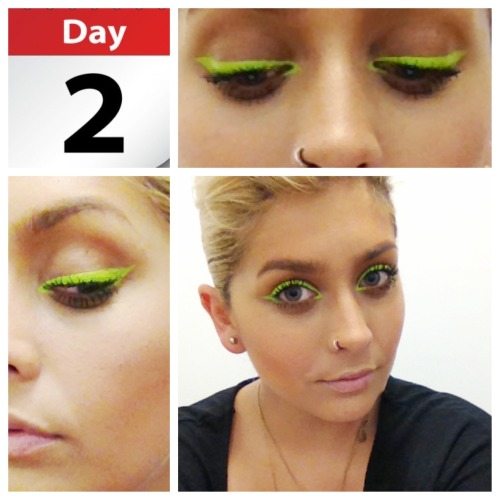 MAC 5 Day Makeup Challenge Day 2 Graphic Liner 10 Minutes 4 parts primary yellow acrylic 1 part land