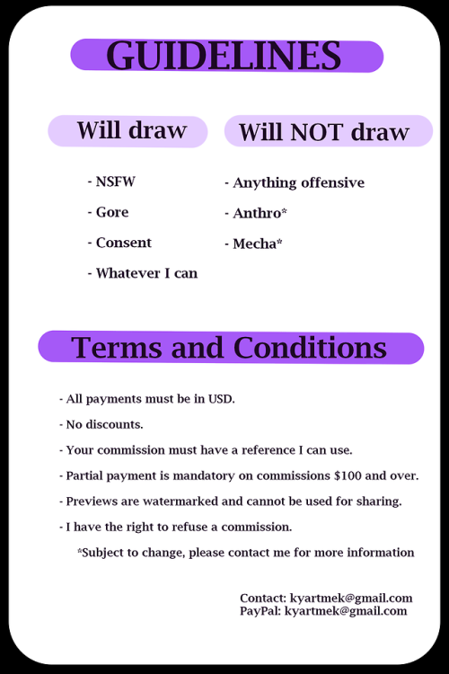 kyibr-e:  kyibr:  Hello everyone and it’s about that time I officially open for business for commission work! I won’t get too personal, aside from having to leave my part-time job due to hardships and things not working out (bounced checks, overworking,