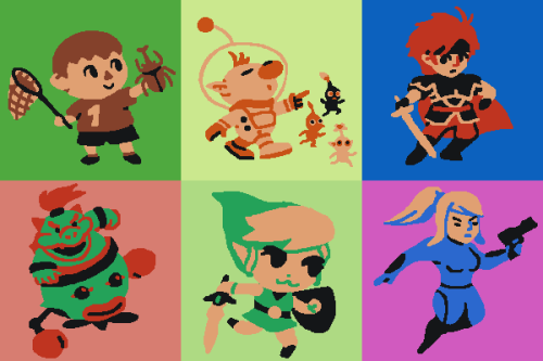 brotoad: Simple 3 colour drawings of every Smash Bros character! Trying to capture their details wi