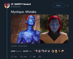 artsyfilmtype:  Even Mystique isn’t safe