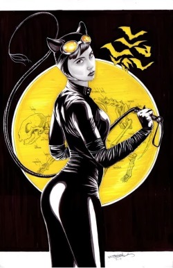 wearewriteclub:  MISS KACIE MARIE as CATWOMAN by B2rian Lopez-Santos  this drawing’s a double-homage. it’s inspired in one hand, by the art of Adam Hughes, whom i‘ve learned a lot from, and whose art obviously influences mine. it’s also inspired