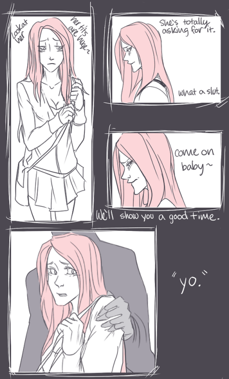 istehlurvz:I bet Momoi gets harassed a lot. And Aomine always manages to be there at the right moment. And once he’s cha