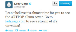 ladyxgaga:  Beginning at 1pm ET today, Gaga
