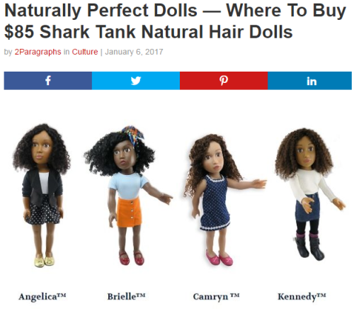 lagonegirl: Last into the tank are Angelica and Jason Sweeting of Naturally Perfect Dolls, seeking 赨,000 for 20 percent equity. Naturally Perfect Dolls encourages self-acceptance, diversity and exposure through their line of dolls that reflects the