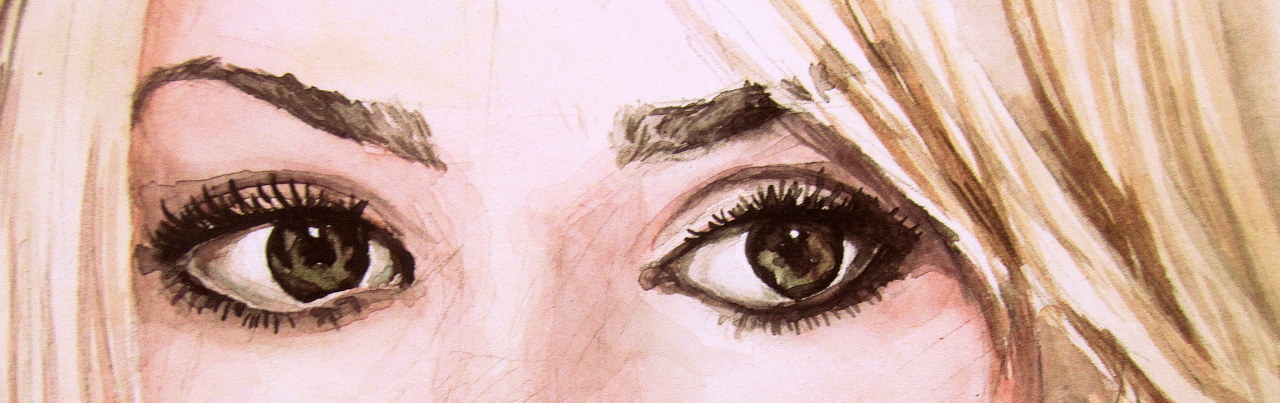 cleozora:  Billie Piper / Rose Tyler -  eyes in watercolour / pencil 