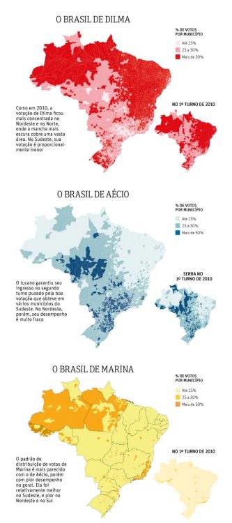 mapsontheweb:Brazilian presidential elections, first round, by candidate and municipalityRead More