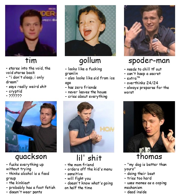 spideryroos:
“tag yourself, tom holland edition
”