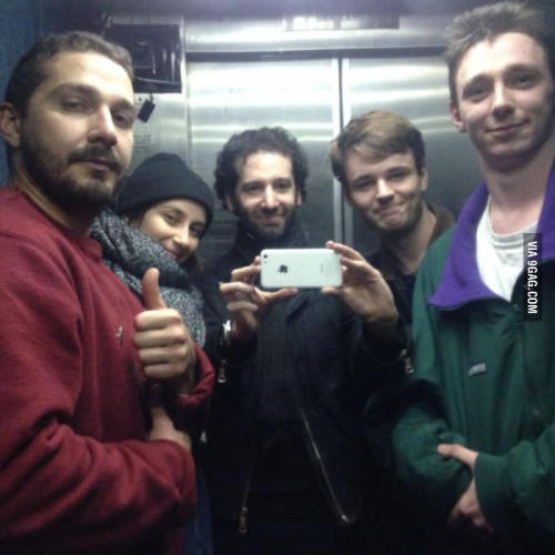 thunder-stuck: Spent 30 minutes in an elevator with Shia Labeouf last night - Genuinely a really nic