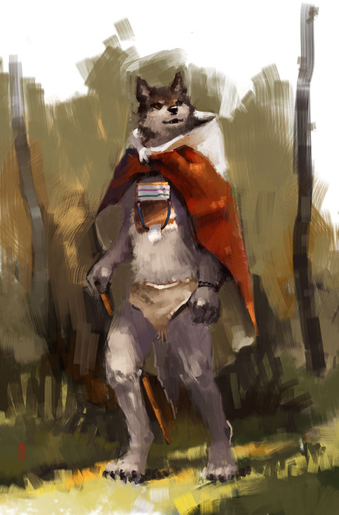 racoonwolf: aboriginal wolf, using new brush from a friend