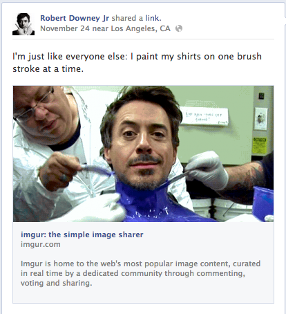 twirlingavengers:  billiondollarsuperhero:  billiondollarsuperhero:  Meanwhile, on RDJ’s Facebook page…   He saw an opportunity and he took it.  I didn’t realize it was his official facebook page. RDJ How are you so awesome!? whaaattt 