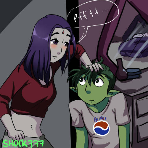 shock777:BBRAE WEEK Day 1-Midnight I have this idea that beastboy and raven do cute cuddly