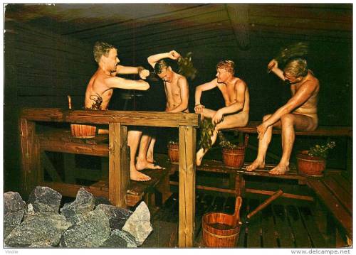 Porn Pics Finnish men in the sauna, via Delcampe.