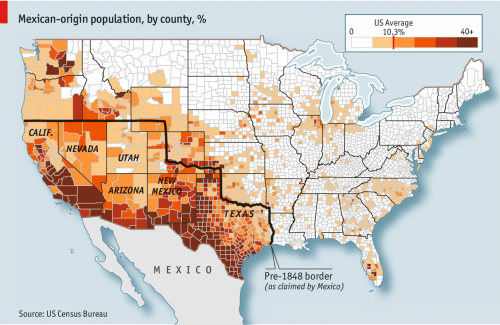 saltyshinysylveon:mapsontheweb:Old Mexico lives onThe counties with the highest concentration of Mex