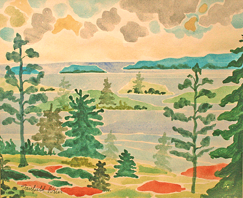 igormag:Fairfield Porter (1907-1975), Atop Great Spruce Head, c. 1970.watercolor, 11 ¼ x 13 ½ inches