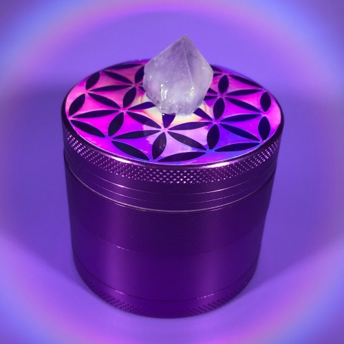 iridescent & holo purple flower of life crystal herb grinder ( •⌄• ू )✧available here *:･ﾟ