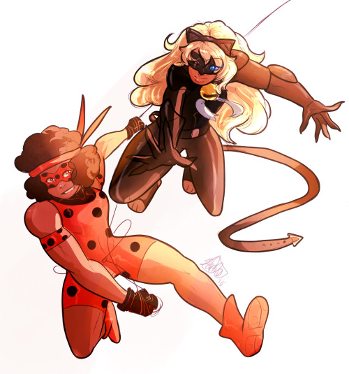 I caved and I made a Steven Universe/Miraculous Ladybug cross over orzRuby as Ladybug and Sapphire as Chat Noir!  Ruby is basically the Captian of every sports team and Sapphire is a unwilling model for her family’s clothing line. Ruby and sapphire