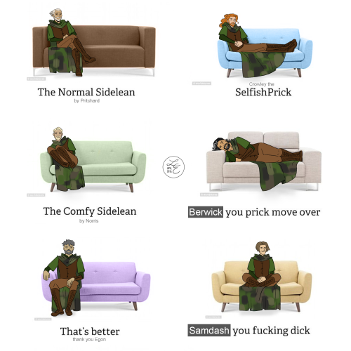 theravenlyn-art:How To Sit On A Sofa as demonstrated by the rene(gay)de rangersbased off this post