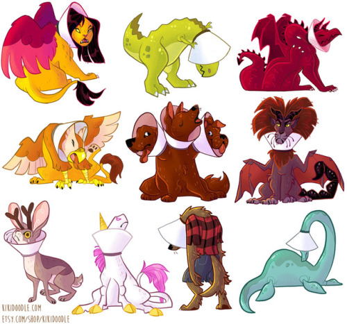 drferox: kikidoodle:  I get to spruce up the sticker files a little bit!Here is the final sticker art for the Cone of Shame series! There will be individual 3" stickers, and a 5x7" combined sheet. 🥰   Can’t wait for these to arrive! 